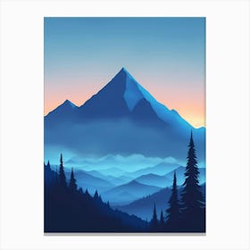 Misty Mountains Vertical Composition In Blue Tone 73 Canvas Print