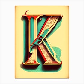 K, Letter, Alphabet Vintage Sketch 2 Canvas Print