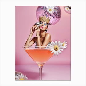 Disco Daisy Martini Canvas Print