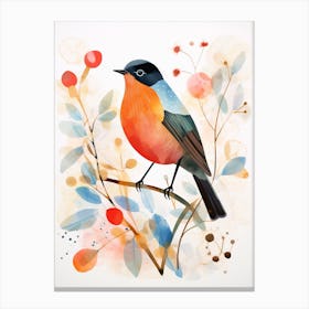 Bird Painting Collage Robin 4 Canvas Print