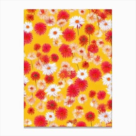 Echinacea Floral Print Retro Pattern 1 Flower Canvas Print