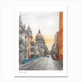 Mexico City Mexico Drawing Pencil Style 2 Travel Poster Canvas Print