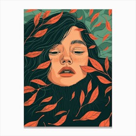 Girl With Leaves 7 Canvas Print