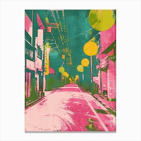 Nagasaki Japan Retro Duotone Silkscreen 1 Canvas Print