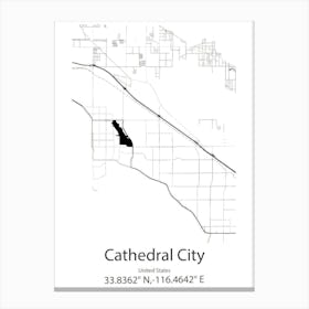 Cathedral City,United States Minimalist Map 1 Canvas Print