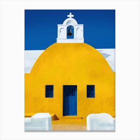 Mellow Yellow Chapel Santorini Canvas Print