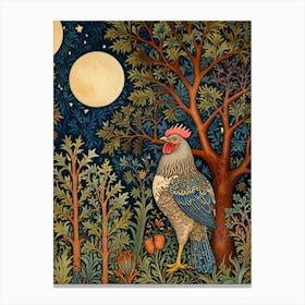 William Morris Rose Rooster In The Moonlight Canvas Print