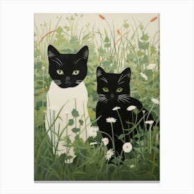 Two Cats In The Meadow 1 Canvas Print