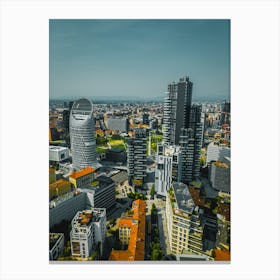 Milan skyline with modern skyscrapers Aerial Photography Canvas Print