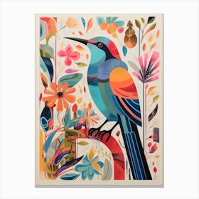 Colourful Scandi Bird Hummingbird 2 Canvas Print