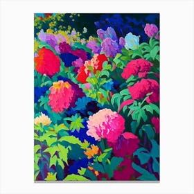 Mixed Perennial Beds Of Peonies Colourful Painting Canvas Print
