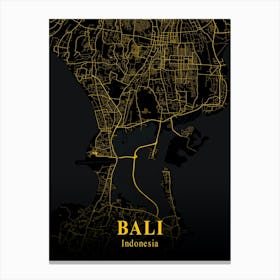 Bali Gold City Map 1 Canvas Print