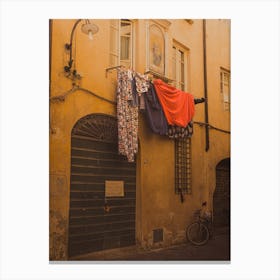 Laundry Hanging On A Clothesline Canvas Print