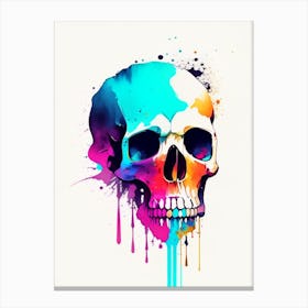 Skull With Watercolor Effects Pop Art Canvas Print