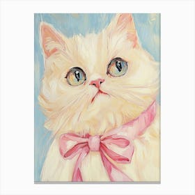 Cat With Pink Bow Canvas Print