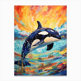 Orca Whale Impasto Colourful Swirls Canvas Print