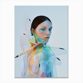 "Futuristic Dragonfly Woman in Surreal Photography" Canvas Print