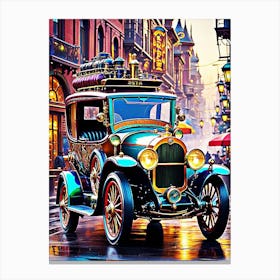 Antique Car On The Street Canvas Print