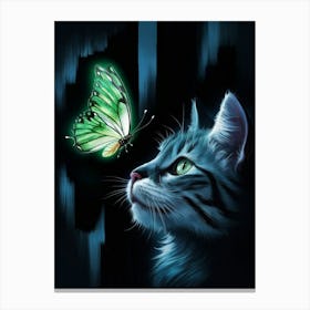 Cat And Butterfly Canvas Print