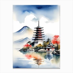 Japanese Landscape Watercolor Painting (45) 1 Canvas Print