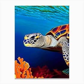 Hawksbill Sea Turtle (Eretmochelys Imbricata), Sea Turtle Abstract 1 Canvas Print