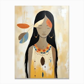 Sacred Feathered Light, Boho Art Style Canvas Print