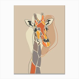 Giraffe - Boho, Line Art 12 Canvas Print