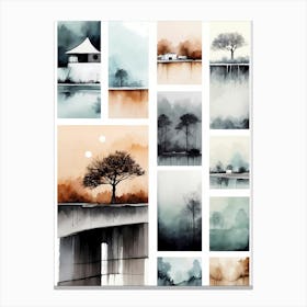 Collection Of Watercolor Paintings Canvas Print