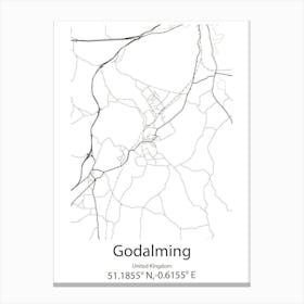 Godalming,United Kingdom Minimalist Map Canvas Print