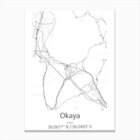 Okaya,Japan Minimalist Map Canvas Print