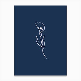 Line Art Flower 3 - Navy Canvas Print
