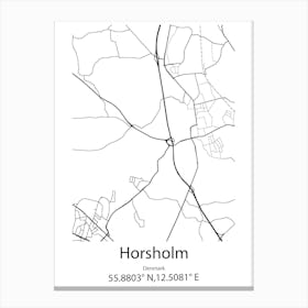 Horsholm,Denmark Minimalist Map Canvas Print