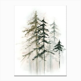 Watercolor Of Pine Trees 2 Canvas Print