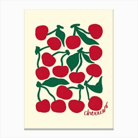 Red Cherries Kitchen  Canvas Print