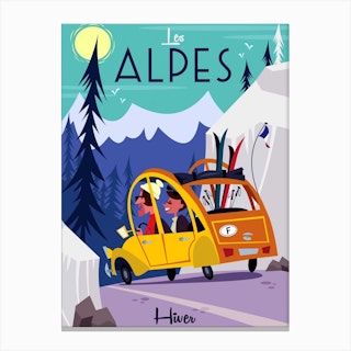 Les Alpes Hiver Poster Canvas Print
