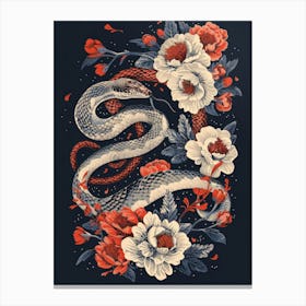 Snake And Flowers 1 Canvas Print
