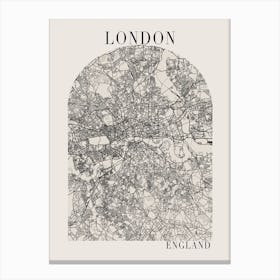 London England Boho Minimal Arch Full Beige Color Street Map 1 Canvas Print