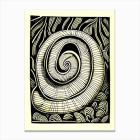 Garden Snail  Yellow Linocut Canvas Print