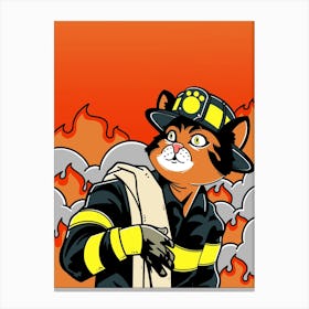 Firefighters Cats Canvas Print