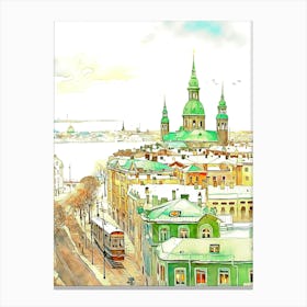 Helsinki Finland Watercolor Canvas Print