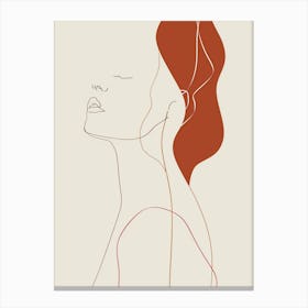 Portrait Of A Woman Aesthetic Minimalist Line Art Monoline Illustration Canvas Print