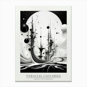 Parallel Universes Abstract Black And White 15 Poster Canvas Print