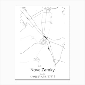 Nove Zamky,Slovakia Minimalist Map Canvas Print