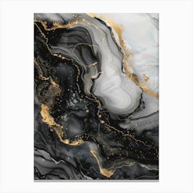 Abstract Black And Gold Marble Painting 1 Canvas Print