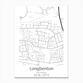 Longbenton,United Kingdom Minimalist Map Canvas Print