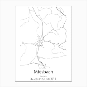 Miesbach,Germany Minimalist Map Canvas Print