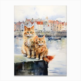 Irish Cats in Watercolor 4 Canvas Print