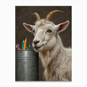 Goat With Pencils Canvas Print