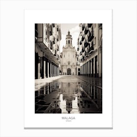 Poster Of Malaga, Spain, Black And White Analogue Photography 1 Canvas Print