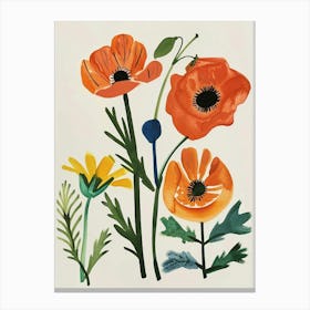 Painted Florals Poppy 2 Canvas Print